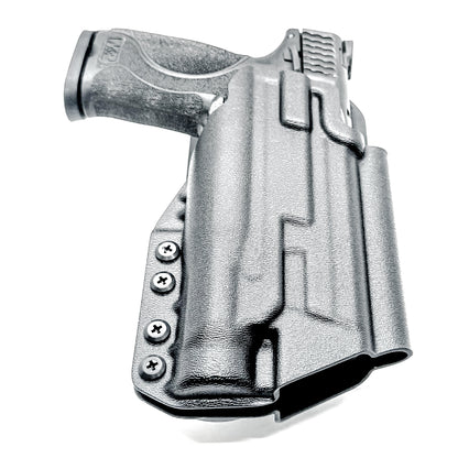 Black OWB duty and competition Kydex holster for the Smith & Wesson M&P M2.0 4.25" 9mm with the Streamlight TLR-1 HL with Duty Drop Attachment.