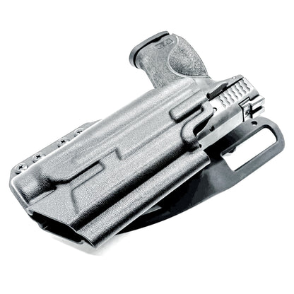 Black OWB duty and competition Kydex holster for the Smith & Wesson M&P M2.0 4.25" 9mm with the Streamlight TLR-1 HL with Duty Drop Attachment.