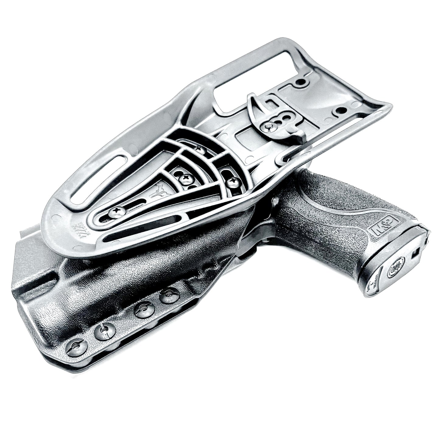 Black OWB duty and competition Kydex holster for the Smith & Wesson M&P M2.0 4.25" 9mm with the Streamlight TLR-1 HL with Duty Drop Attachment.