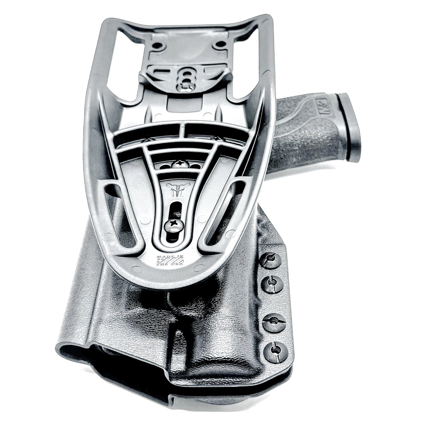 Black OWB duty and competition Kydex holster for the Smith & Wesson M&P M2.0 4.25" 9mm with the Streamlight TLR-1 HL with Duty Drop Attachment.