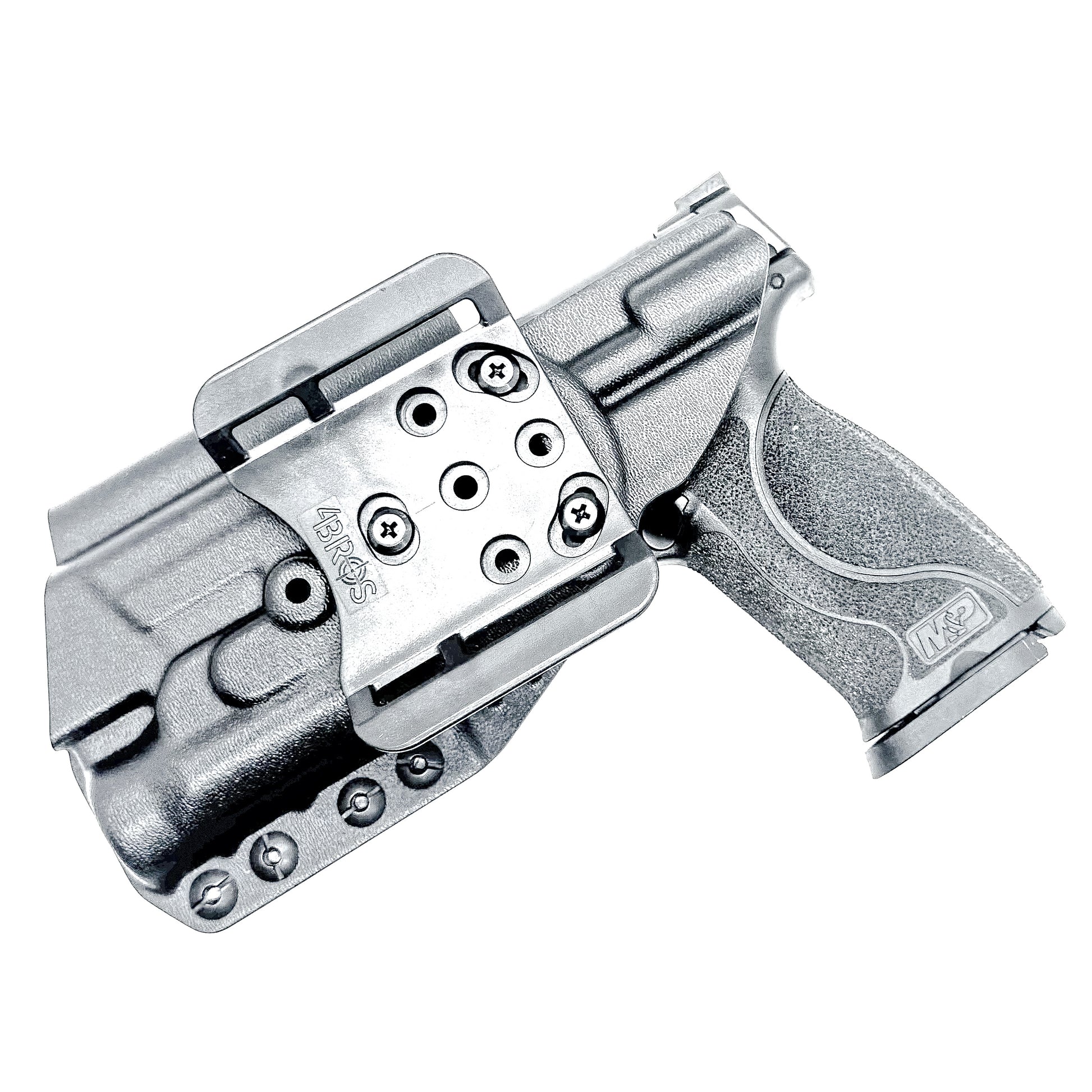 Black Outside Waistband OWB Kydex Holster for the Smith & Wesson M&P M2.0 4.25" 9mm & Streamlight TLR-1 HL with 4Bros 1.5" Belt Slide.