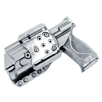 Black Outside Waistband OWB Kydex Holster for the Smith & Wesson M&P M2.0 4.25" 9mm & Streamlight TLR-1 HL with 4Bros 1.5" Belt Slide.