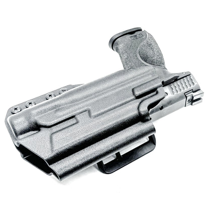 Black Outside Waistband OWB Kydex Holster for the Smith & Wesson M&P M2.0 4.25" 9mm & Streamlight TLR-1 HL with 4Bros 1.5" Belt Slide.