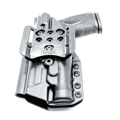 Black Outside Waistband OWB Kydex Holster for the Smith & Wesson M&P M2.0 4.25" 9mm & Streamlight TLR-1 HL with 4Bros 1.5" Belt Slide.