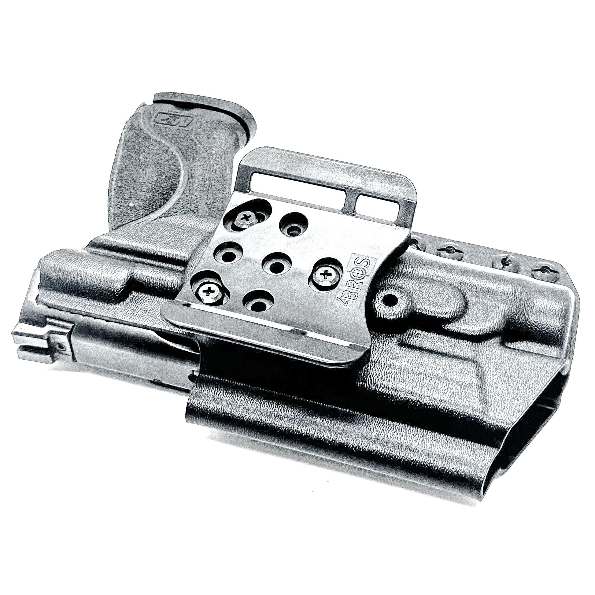 Black Outside Waistband OWB Kydex Holster for the Smith & Wesson M&P M2.0 4.25" 9mm & Streamlight TLR-1 HL with 4Bros 1.5" Belt Slide.