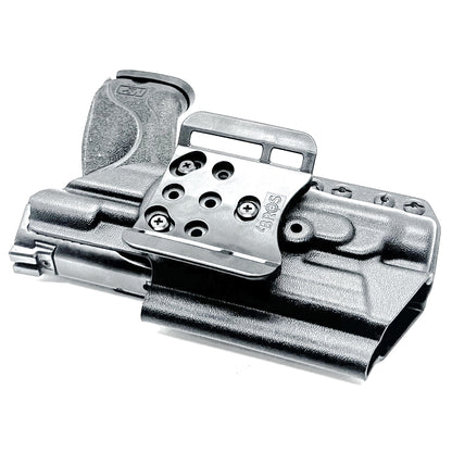 Black Outside Waistband OWB Kydex Holster for the Smith & Wesson M&P M2.0 4.25" 9mm & Streamlight TLR-1 HL with 4Bros 1.5" Belt Slide.