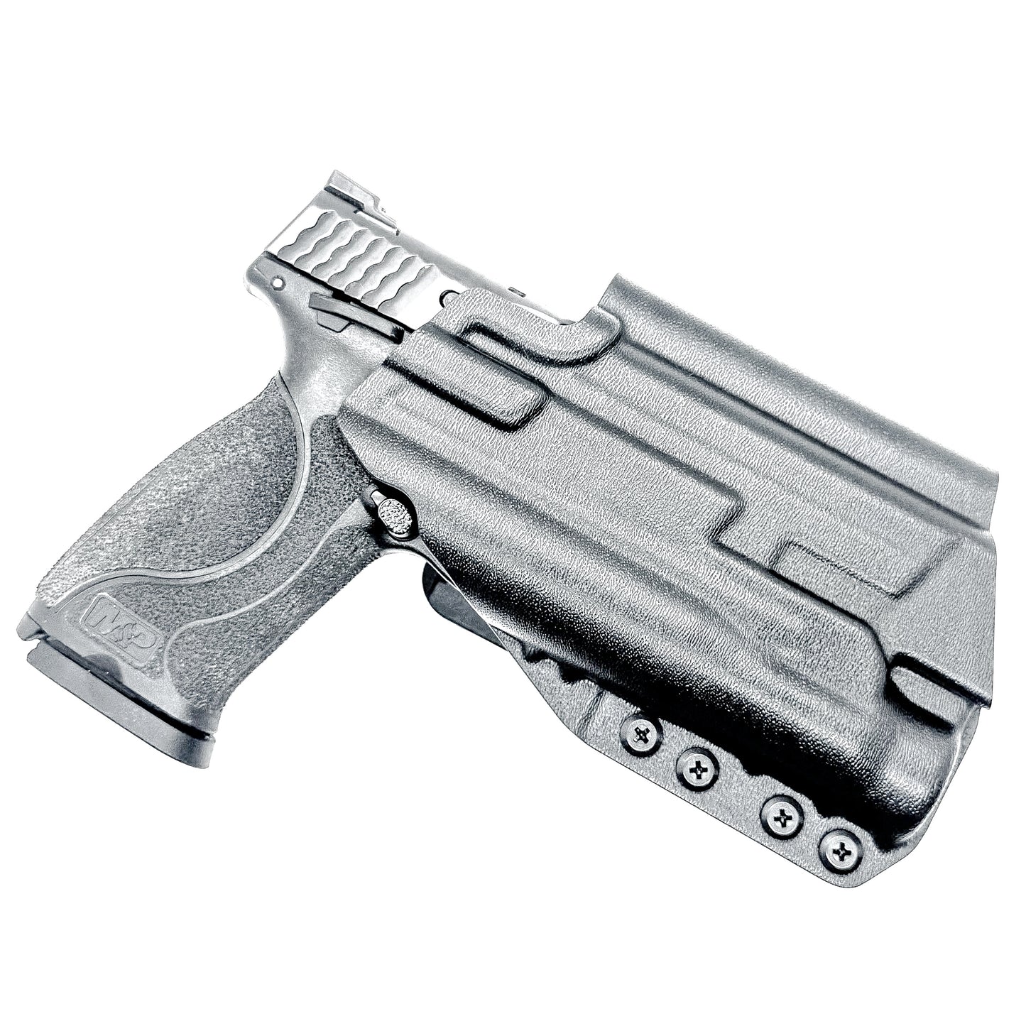 Black Outside Waistband OWB Kydex Holster for the Smith & Wesson M&P M2.0 4.25" 9mm & Streamlight TLR-1 HL with 4Bros 1.5" Belt Slide.