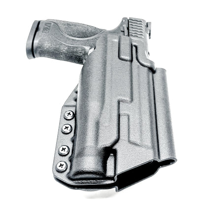 Black Outside Waistband OWB Kydex Holster for the Smith & Wesson M&P M2.0 4.25" 9mm & Streamlight TLR-1 HL with 4Bros 1.5" Belt Slide.