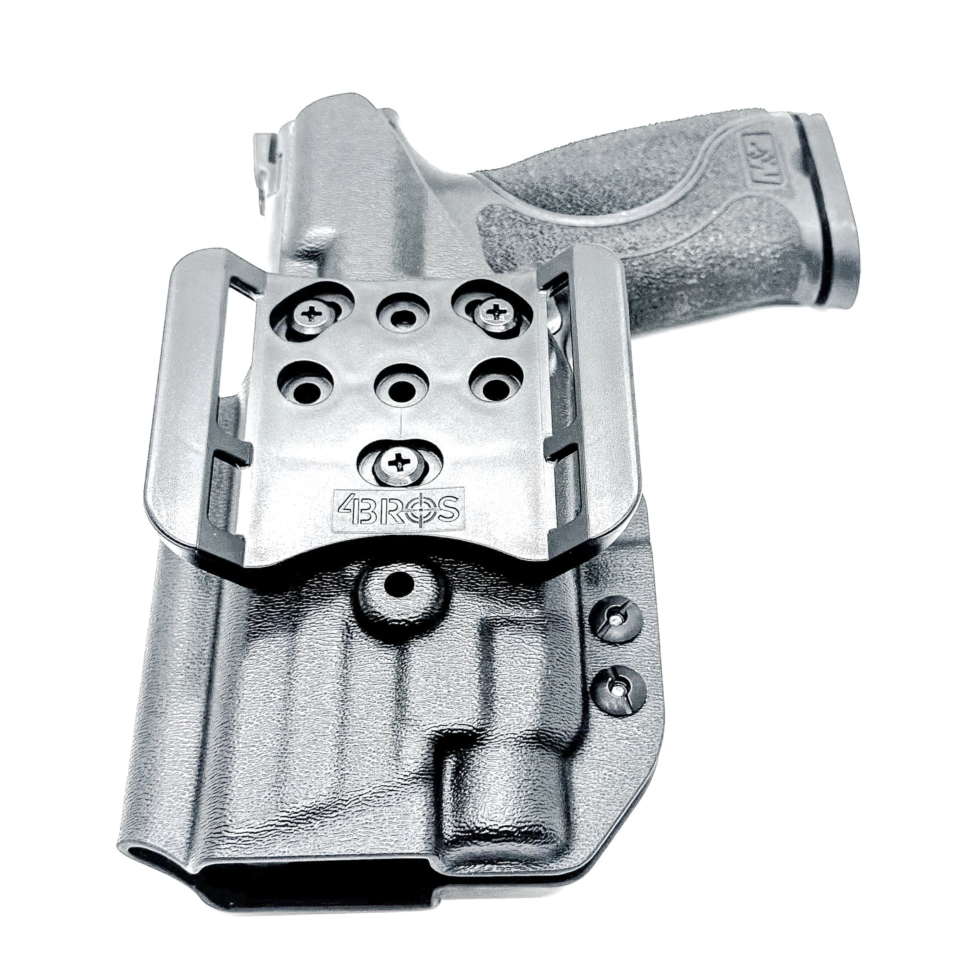 Black Outside Waistband Holster for the Smith & Wesson M&P 2.0 4.25" 9MM pistol & Streamlight TLR-7 A, X & TLR-7 HL-X with 4Bros 1.5" Belt Slide.