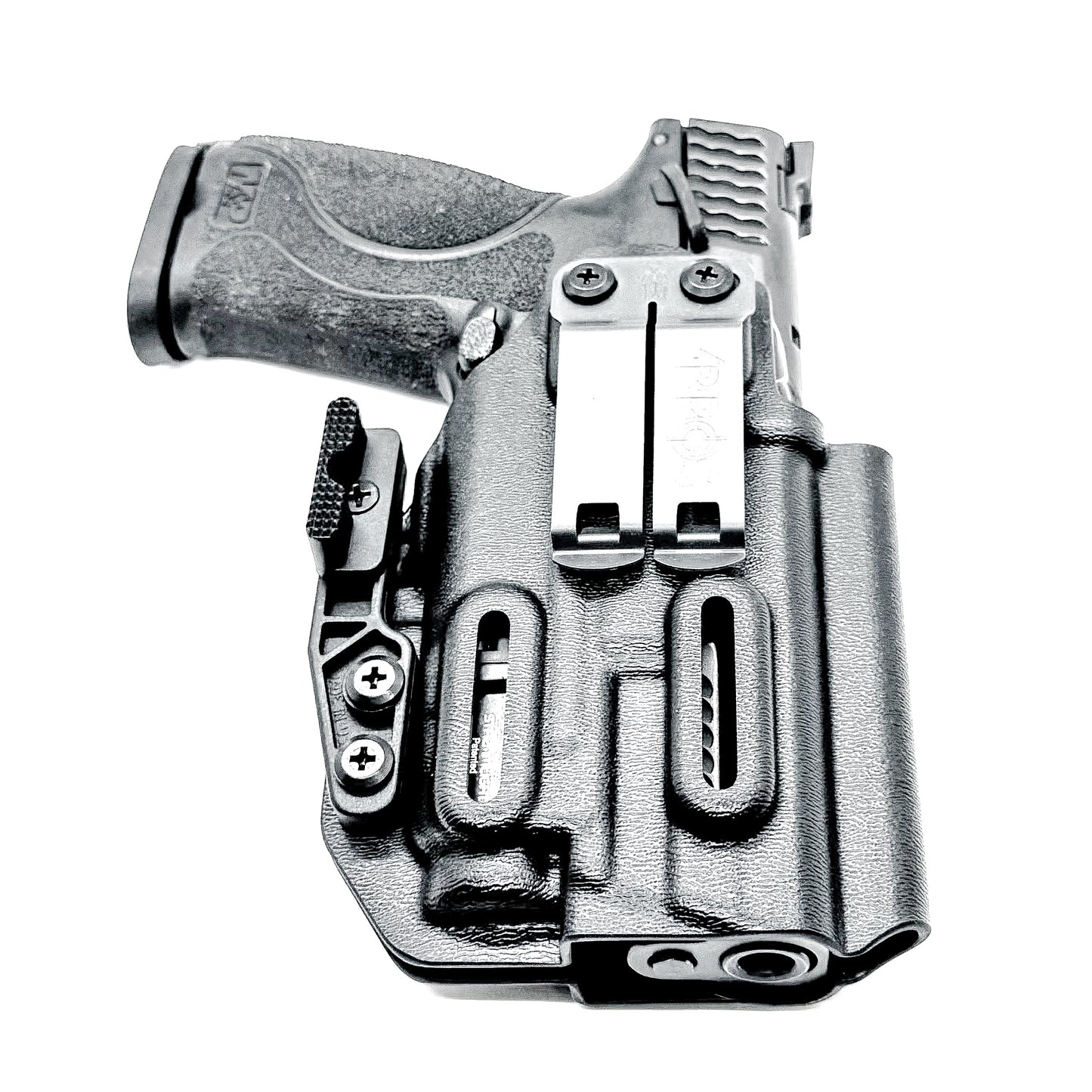 Black IWB Inside Waistband Holster for the Smith & Wesson M&P 9mm 4" M2.0 pistol & Streamlight TLR-7 A & TLR-7 X with DCC Monoblock and a modwing.