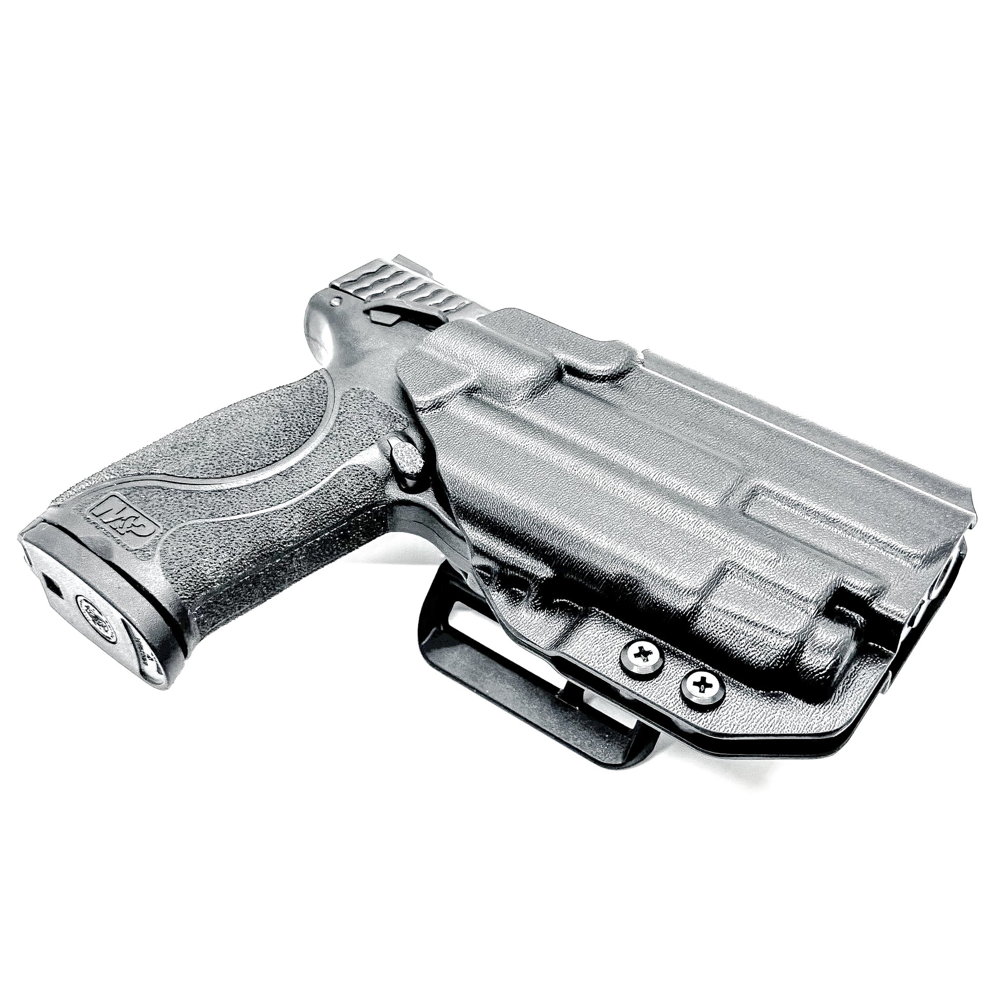 Black Outside Waistband Holster for the Smith & Wesson M&P 2.0 4" 9MM pistol & Streamlight TLR-7 A & TLR-7 X with 4Bros 1.5" Belt Slide.
