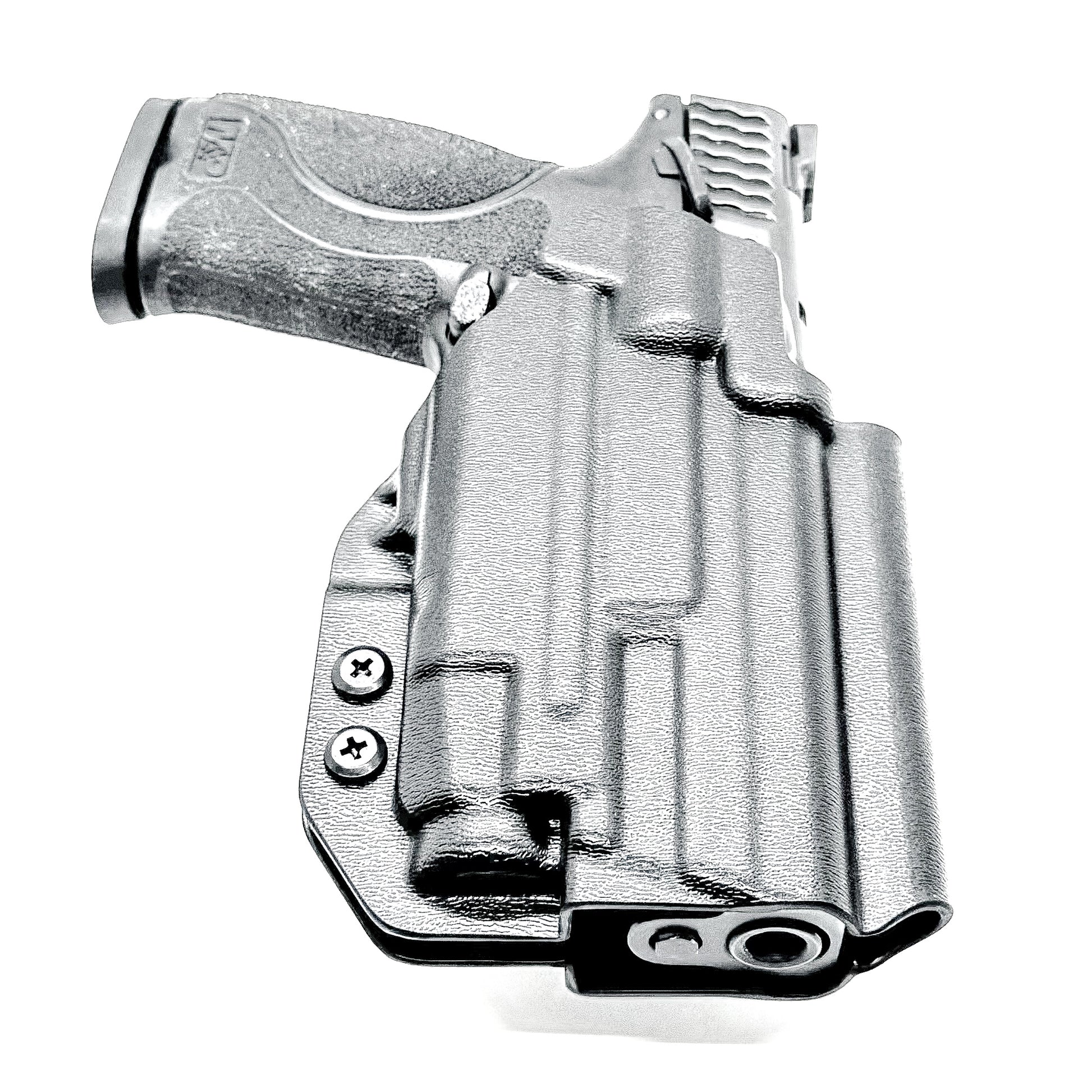 Black Outside Waistband Holster for the Smith & Wesson M&P 2.0 4" 9MM pistol & Streamlight TLR-7 A & TLR-7 X with 4Bros 1.5" Belt Slide.