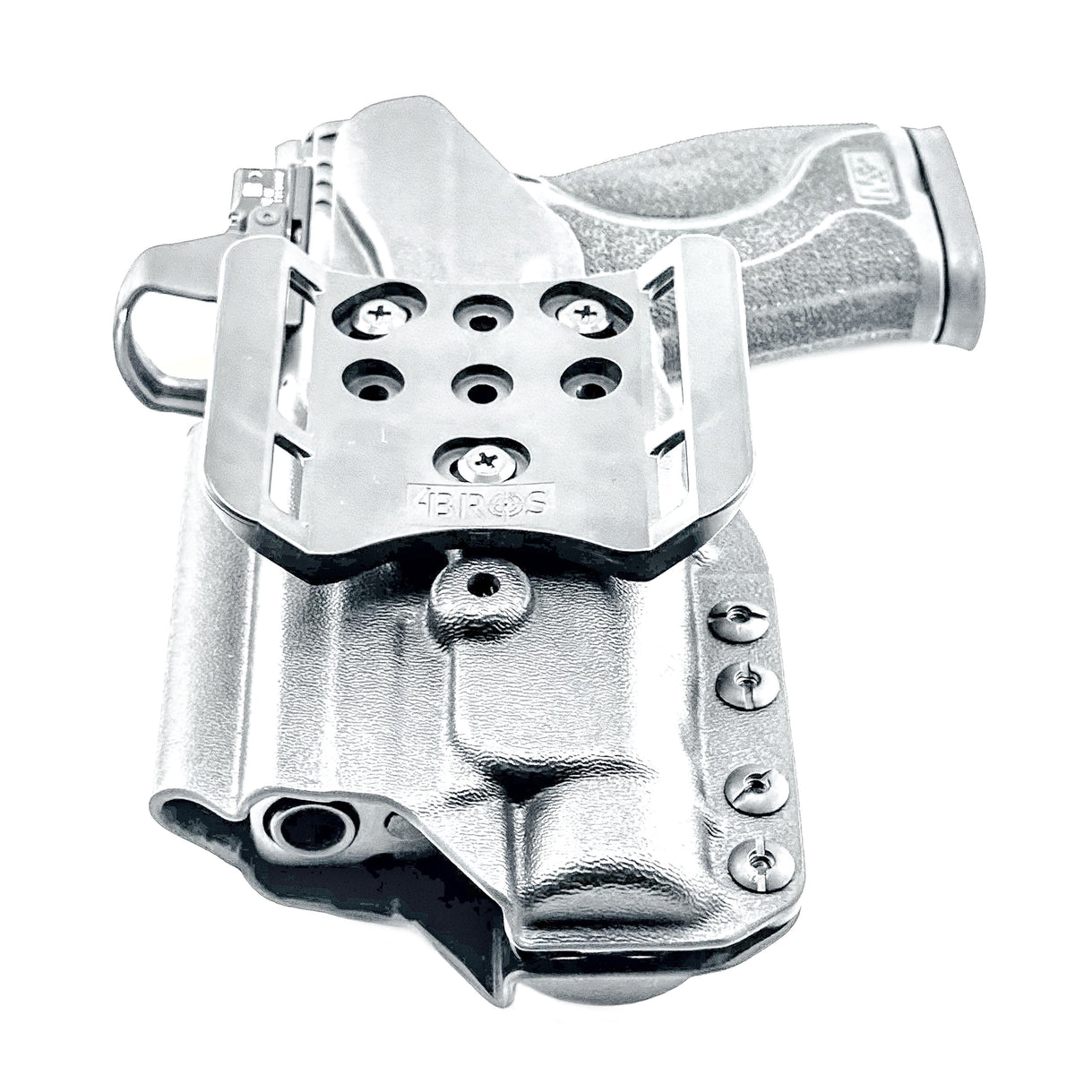 For the best Outside Waistband OWB for the Smith & Wesson 4" 10MM M2.0 pistol with the Streamlight TLR-1 HL-X Kydex Holster, shop Four Brothers 4BROS Holsters.