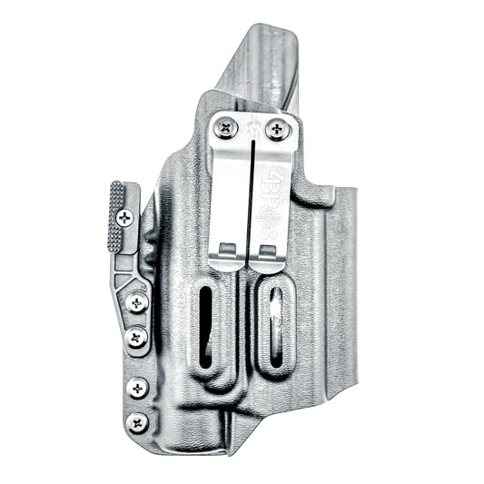 For the best Inside Waistband IWB holster for the Smith & Wesson M&P 9mm 4.25" Metal & Metal Carry Comp pistols with Streamlight TLR-1 HL-X, shop 4BROS Holsters…
