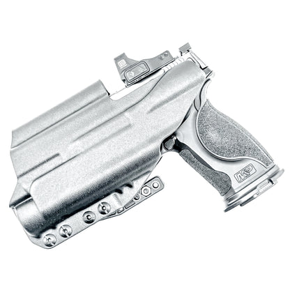 For the best Inside Waistband IWB holster for the Smith & Wesson M&P 9mm 4.25" Metal & Metal Carry Comp pistols with Streamlight TLR-1 HL-X, shop 4BROS Holsters…

