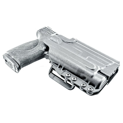 For the best Outside Waistband OWB holster for the Smith & Wesson M2.0 5" 9MM pistol with the Streamlight TLR-1 HL-X shop Four Brothers 4BROS Holsters.