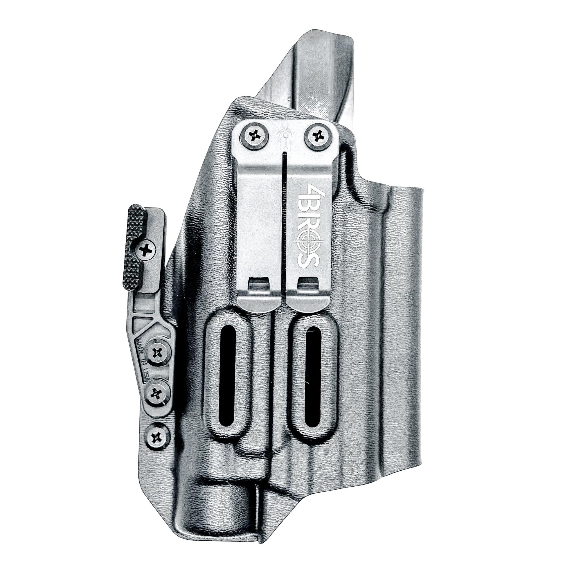 Inside Waistband IWB for the Smith & Wesson Metal 9mm 4" pistol with the Streamlight TLR-1 HL-X Kydex Holster from Four Brothers 4BROS Holsters.