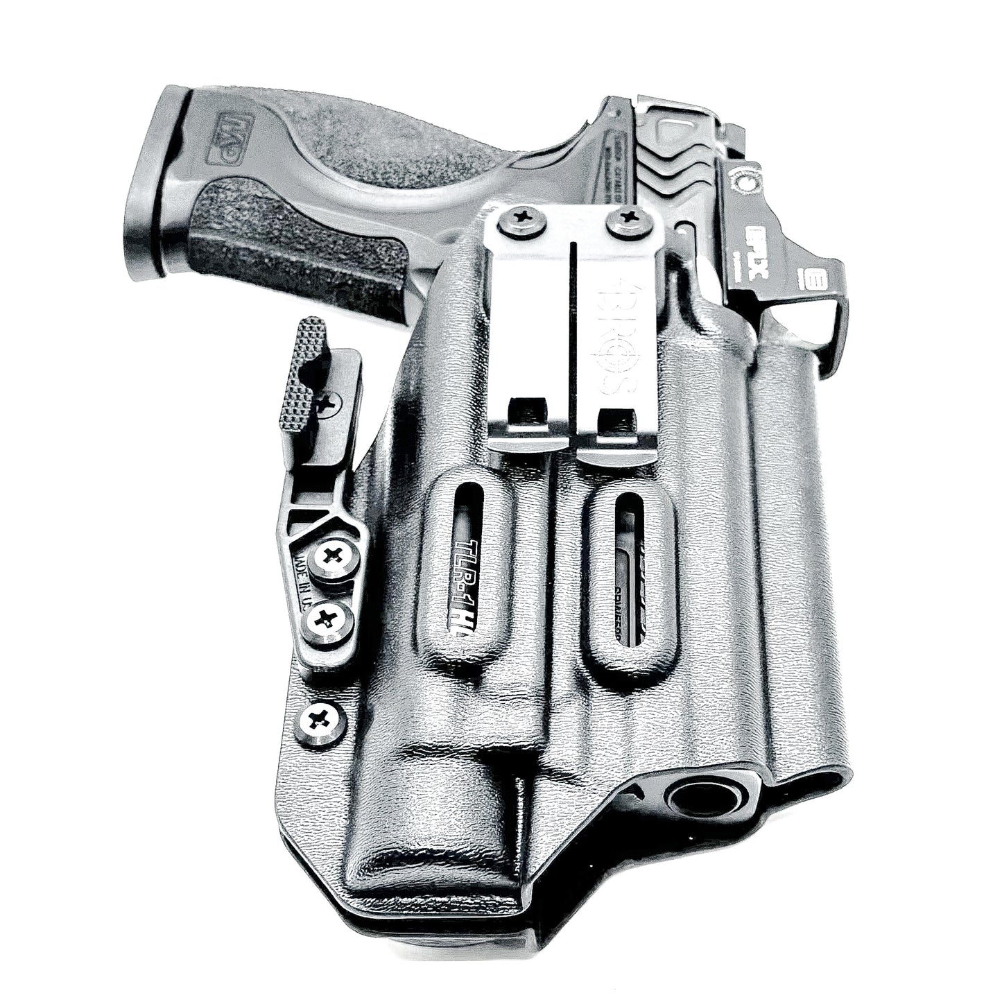 Inside Waistband IWB for the Smith & Wesson Metal 9mm 4" pistol with the Streamlight TLR-1 HL-X Kydex Holster from Four Brothers 4BROS Holsters.