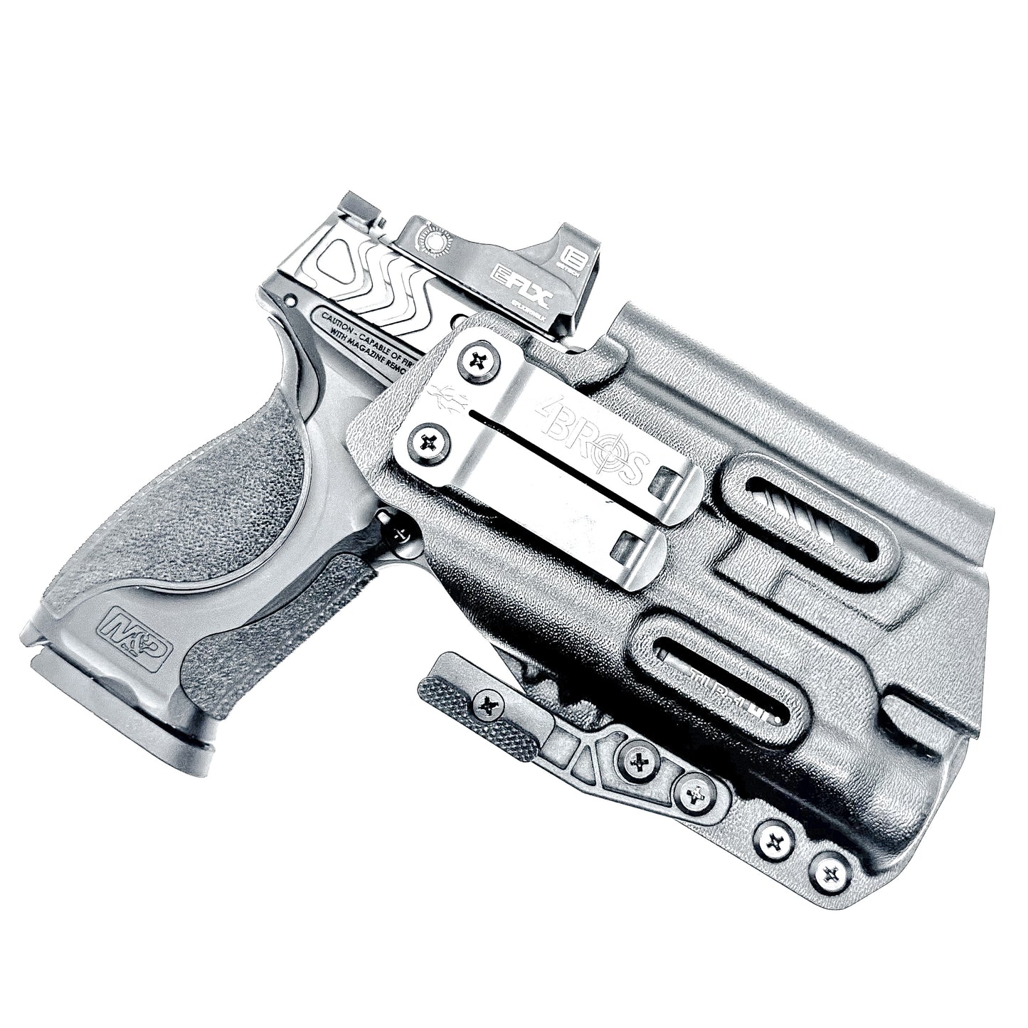 Inside Waistband IWB for the Smith & Wesson Metal 9mm 4.25" pistol with the Streamlight TLR-1 HL Kydex Holster in black with DCC Monoblock and a modwing.