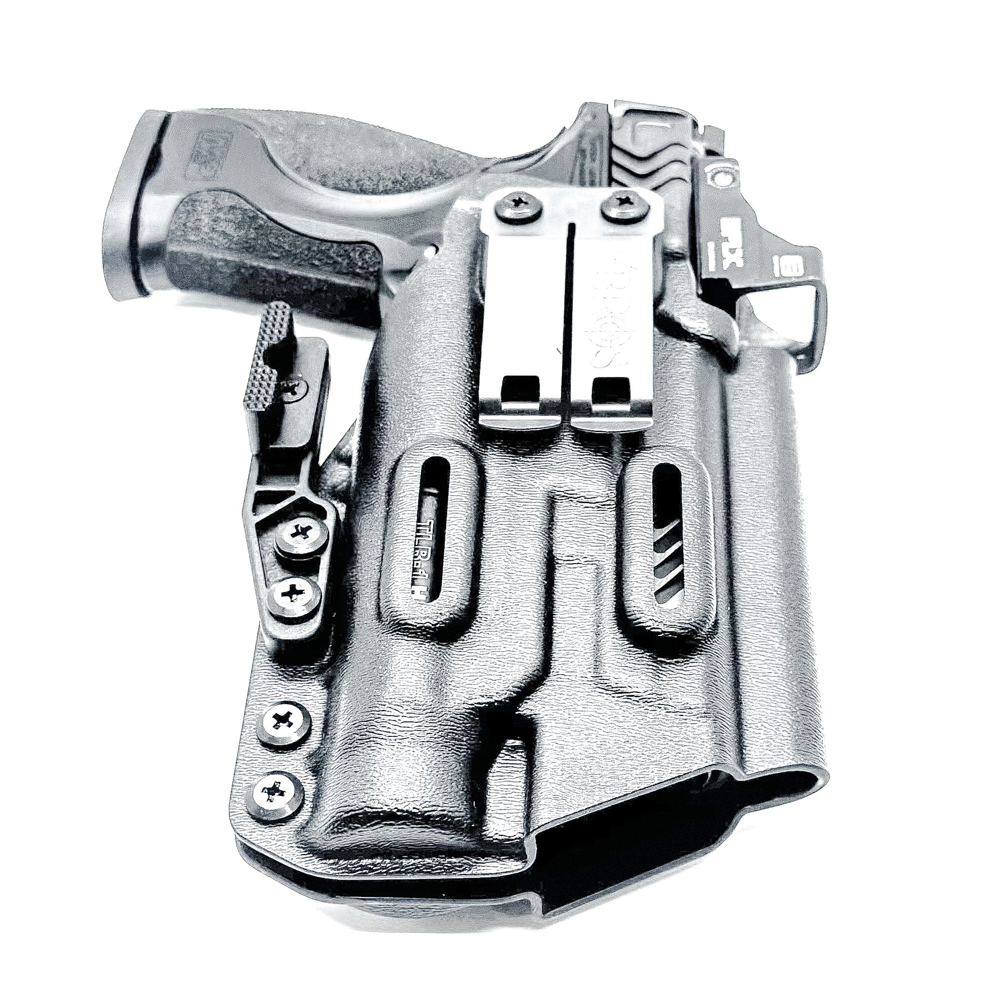 Inside Waistband IWB for the Smith & Wesson Metal 9mm 4.25" pistol with the Streamlight TLR-1 HL Kydex Holster in black with DCC Monoblock and a modwing.
