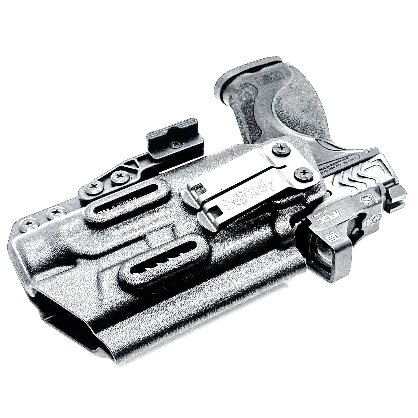Inside Waistband IWB for the Smith & Wesson Metal 9mm 4.25" pistol with the Streamlight TLR-1 HL Kydex Holster in black with DCC Monoblock and a modwing.