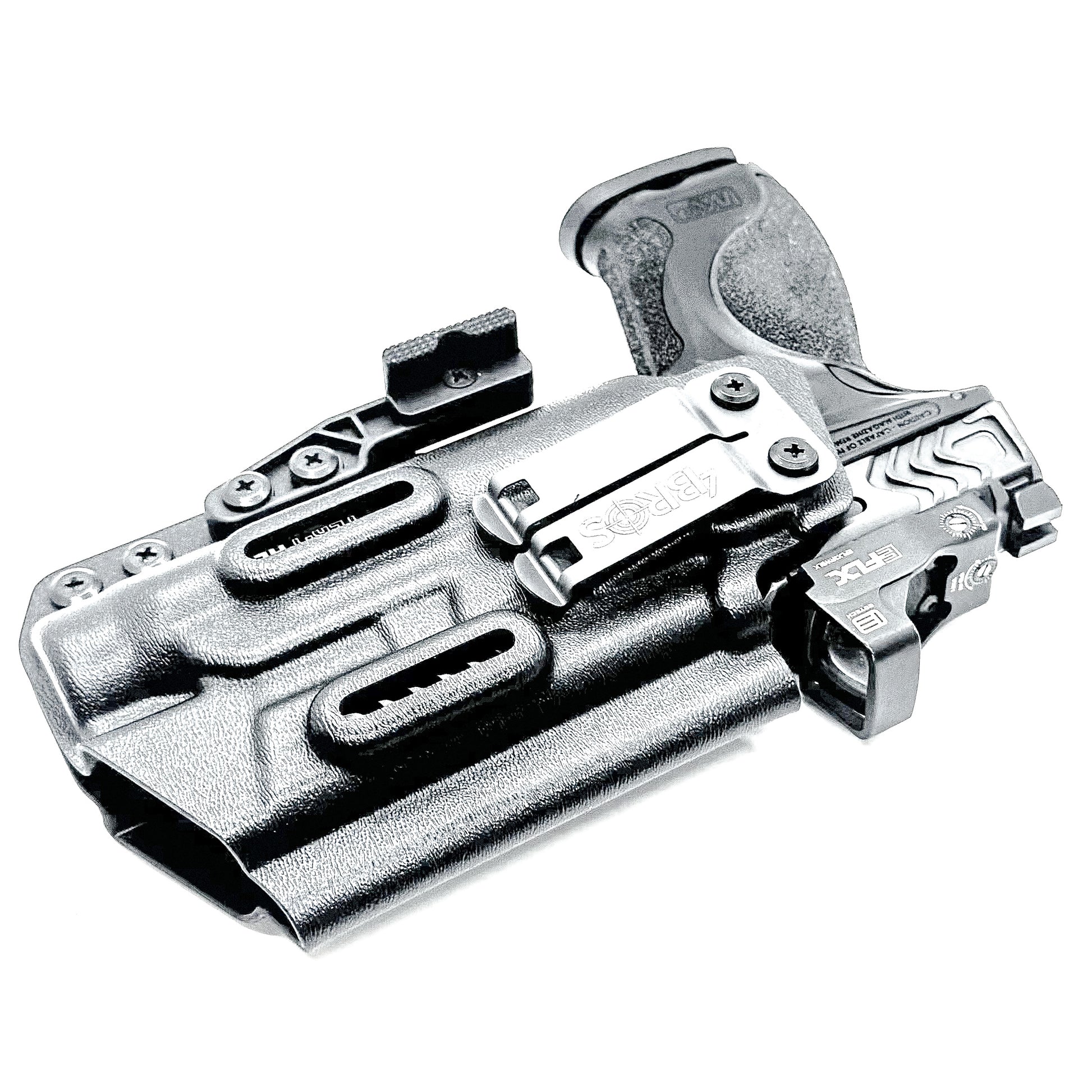 Inside Waistband IWB for the Smith & Wesson Metal 9mm 4.25" pistol with the Streamlight TLR-1 HL Kydex Holster in black with DCC Monoblock and a modwing.