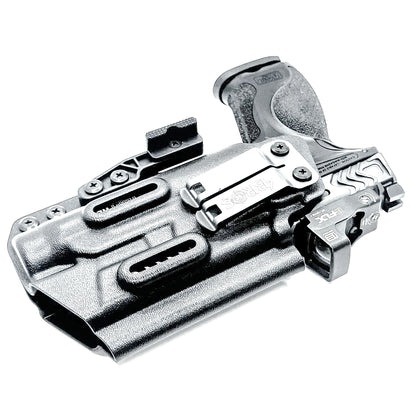 Inside Waistband IWB for the Smith & Wesson Metal 9mm 4.25" pistol with the Streamlight TLR-1 HL Kydex Holster in black with DCC Monoblock and a modwing.