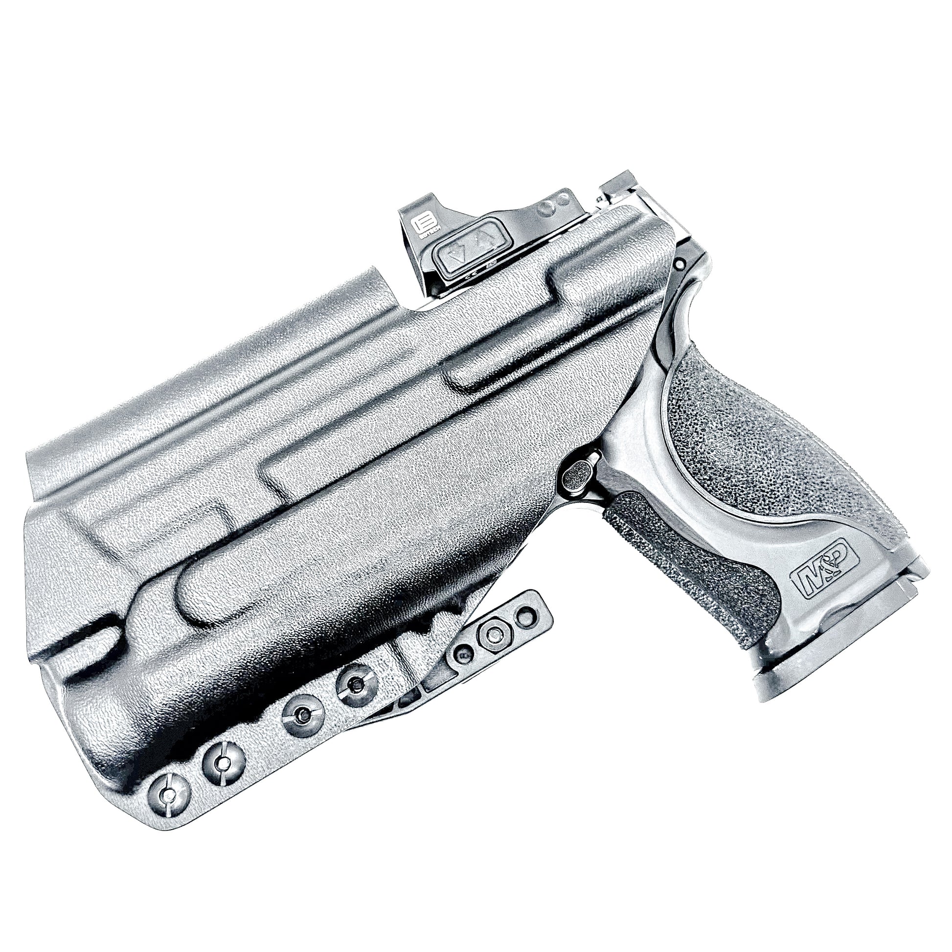 Inside Waistband IWB for the Smith & Wesson Metal 9mm 4.25" pistol with the Streamlight TLR-1 HL Kydex Holster in black with DCC Monoblock and a modwing.