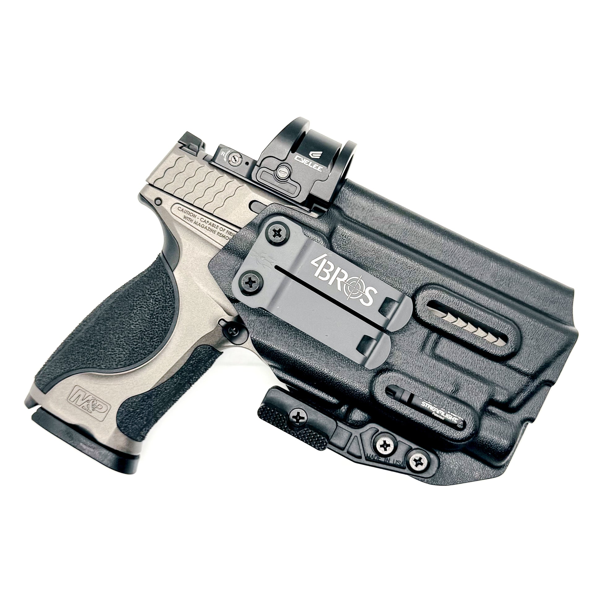 For the best Inside Waistband IWB AIWB Holster for the Smith & Wesson M&P Metal 9mm 4" pistol & Streamlight TLR-7X, A or HL-X, shop Four Brothers Holsters. 