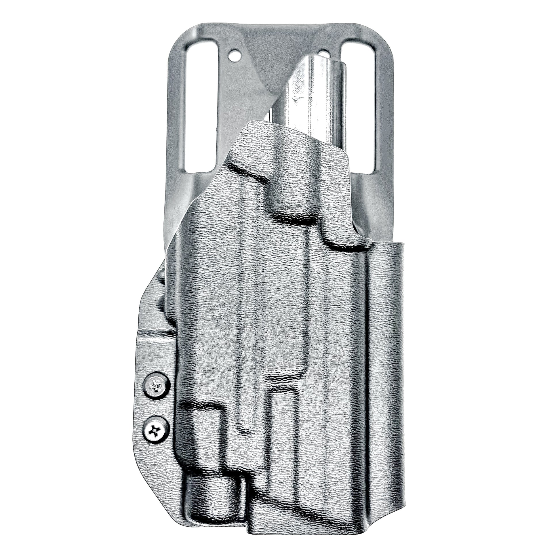 Outside Waistband Duty & Competition Holster for the Smith & Wesson M&P M2.0 4" Metal 9MM pistol & Streamlight TLR-7 X, A, & TLR-7 HL-X in black with a Duty Drop attachment.