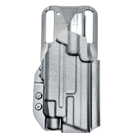 Outside Waistband Duty & Competition Holster for the Smith & Wesson M&P M2.0 4" Metal 9MM pistol & Streamlight TLR-7 X, A, & TLR-7 HL-X in black with a Duty Drop attachment.