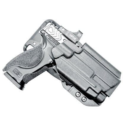 Outside Waistband Duty & Competition Holster for the Smith & Wesson M&P M2.0 4" Metal 9MM pistol & Streamlight TLR-7 X, A, & TLR-7 HL-X in black with a Duty Drop attachment.