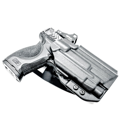 Outside Waistband Duty & Competition Holster for the Smith & Wesson M&P M2.0 4" Metal 9MM pistol & Streamlight TLR-7 X, A, & TLR-7 HL-X in black with a Duty Drop attachment.