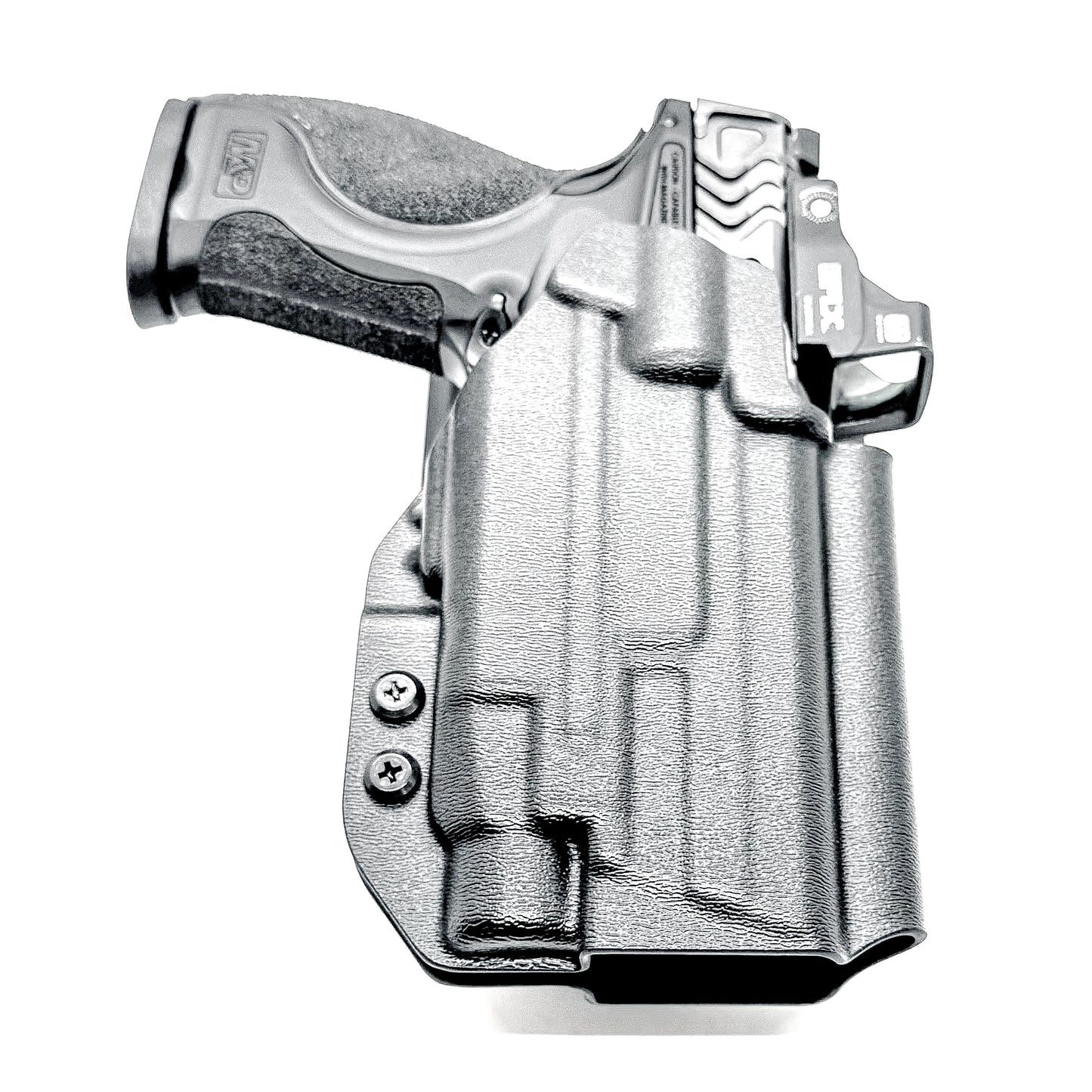 Outside Waistband Duty & Competition Holster for the Smith & Wesson M&P M2.0 4" Metal 9MM pistol & Streamlight TLR-7 X, A, & TLR-7 HL-X in black with a Duty Drop attachment.