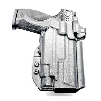 Outside Waistband Duty & Competition Holster for the Smith & Wesson M&P M2.0 4" Metal 9MM pistol & Streamlight TLR-7 X, A, & TLR-7 HL-X in black with a Duty Drop attachment.