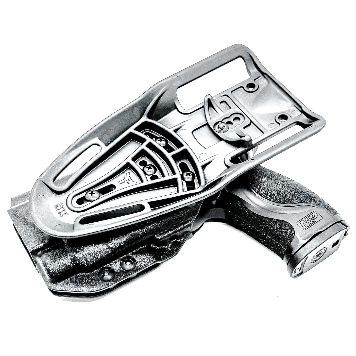 Outside Waistband Duty & Competition Holster for the Smith & Wesson M&P M2.0 4" Metal 9MM pistol & Streamlight TLR-7 X, A, & TLR-7 HL-X in black with a Duty Drop attachment.