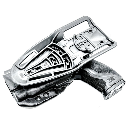 Outside Waistband Duty & Competition Holster for the Smith & Wesson M&P M2.0 4" Metal 9MM pistol & Streamlight TLR-7 X, A, & TLR-7 HL-X in black with a Duty Drop attachment.