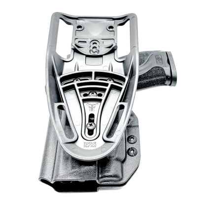 Outside Waistband Duty & Competition Holster for the Smith & Wesson M&P M2.0 4" Metal 9MM pistol & Streamlight TLR-7 X, A, & TLR-7 HL-X in black with a Duty Drop attachment.