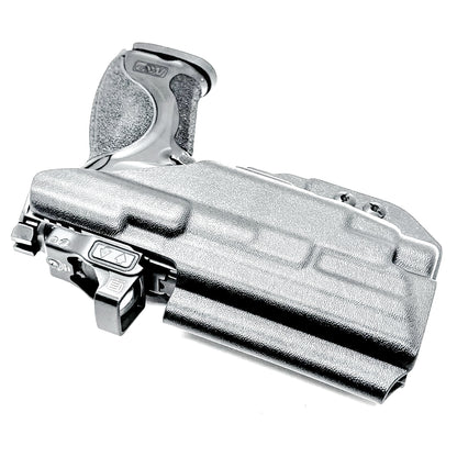 Black Inside Waistband IWB AIWB Holster for the Smith & Wesson M&P Metal 9mm 4" pistol & Streamlight TLR-7X, A or HL-X with a DCC Monoblock and a Modwing.