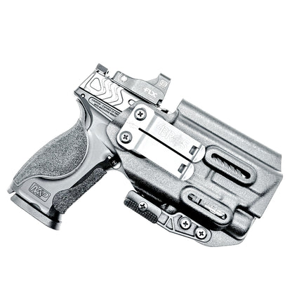 Black Inside Waistband IWB AIWB Holster for the Smith & Wesson M&P Metal 9mm 4" pistol & Streamlight TLR-7X, A or HL-X with a DCC Monoblock and a Modwing.