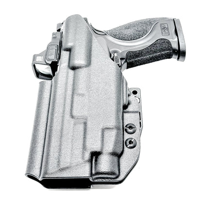 Black Inside Waistband IWB AIWB Holster for the Smith & Wesson M&P Metal 9mm 4" pistol & Streamlight TLR-7X, A or HL-X with a DCC Monoblock and a Modwing.