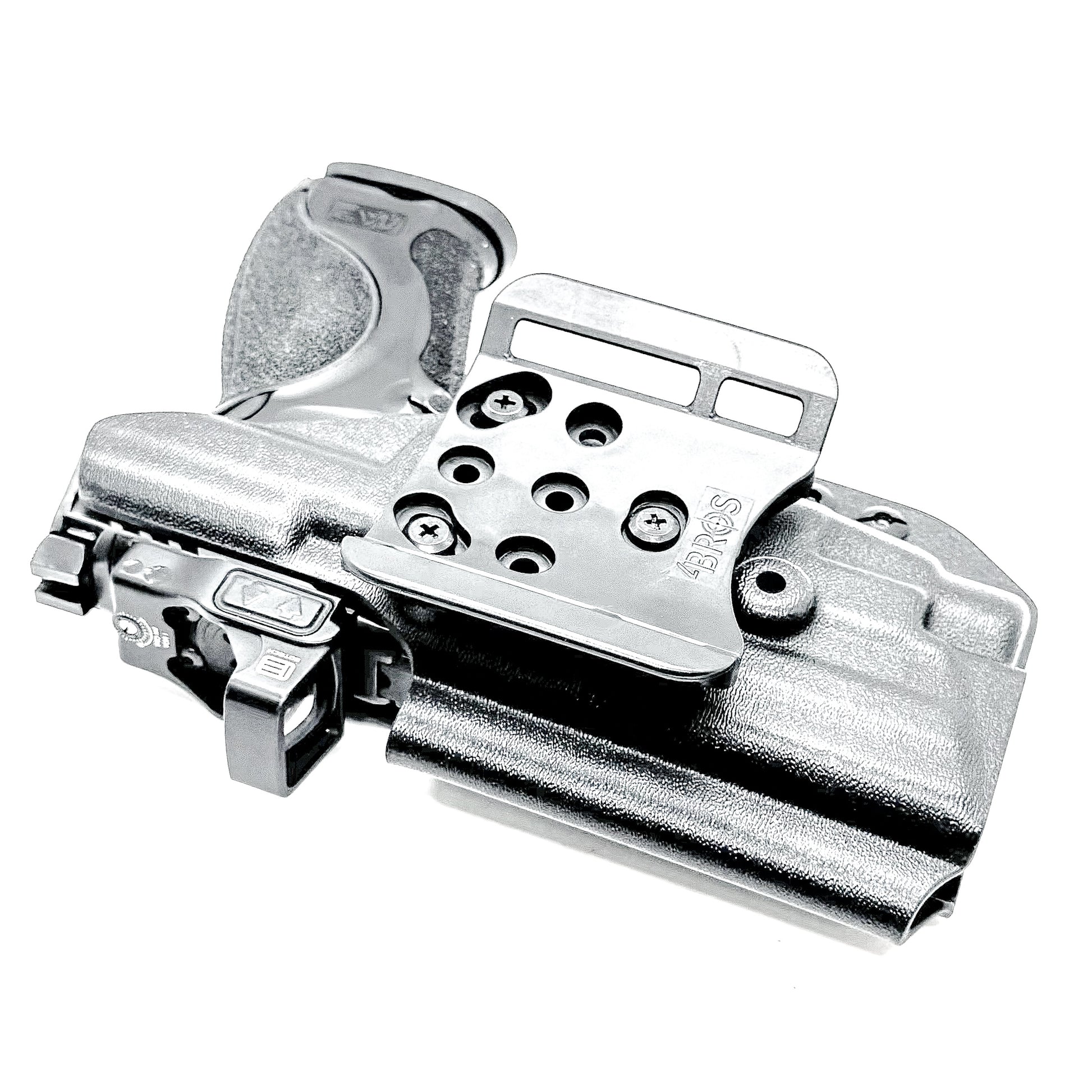 Outside Waistband Holster OWB for the Smith & Wesson M&P M2.0 4" Metal 9MM pistol & Streamlight TLR-7 A, X & TLR-7 HL-X in Black with 4BROS 1.5" Belt Slide.