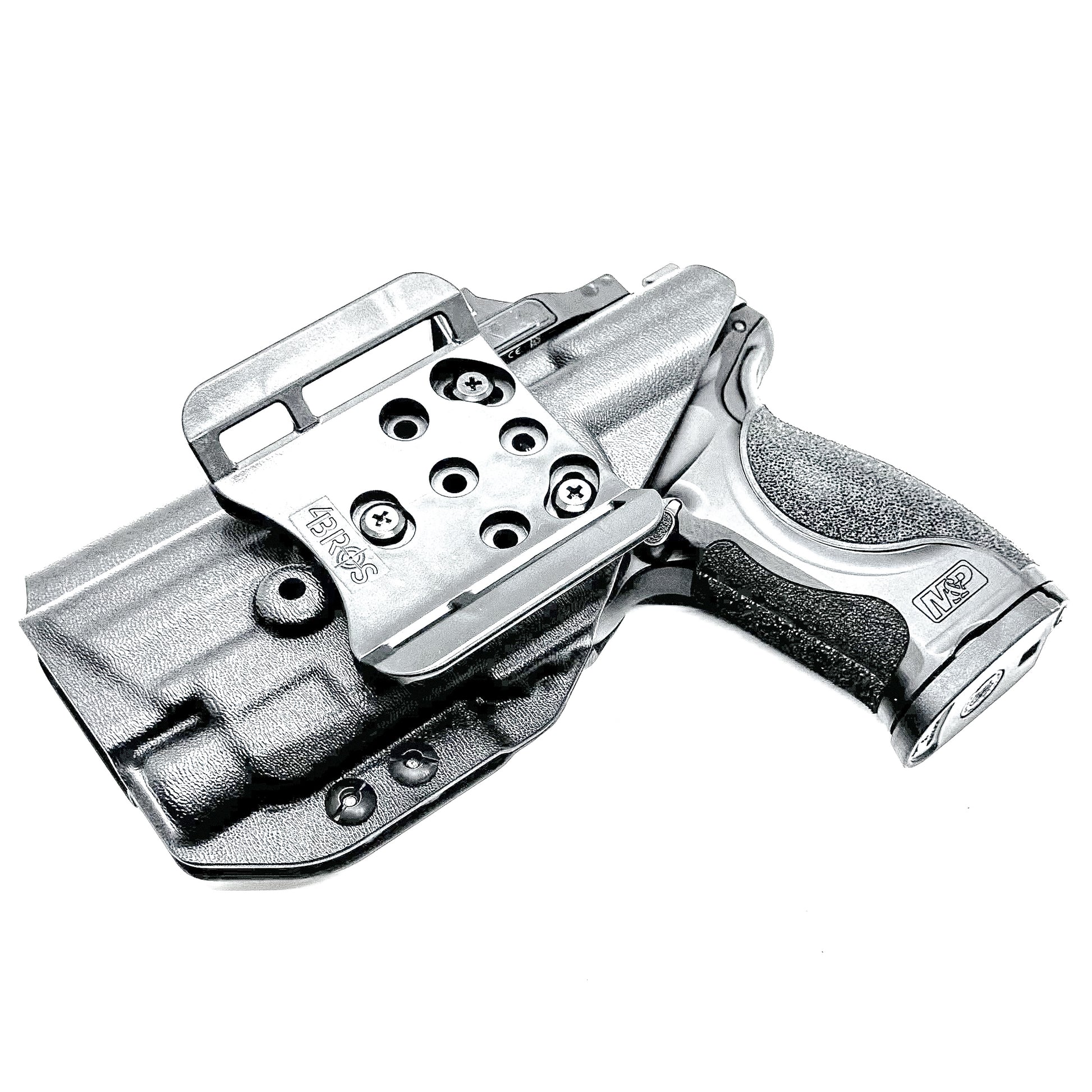 Outside Waistband Holster OWB for the Smith & Wesson M&P M2.0 4" Metal 9MM pistol & Streamlight TLR-7 A, X & TLR-7 HL-X in Black with 4BROS 1.5" Belt Slide.