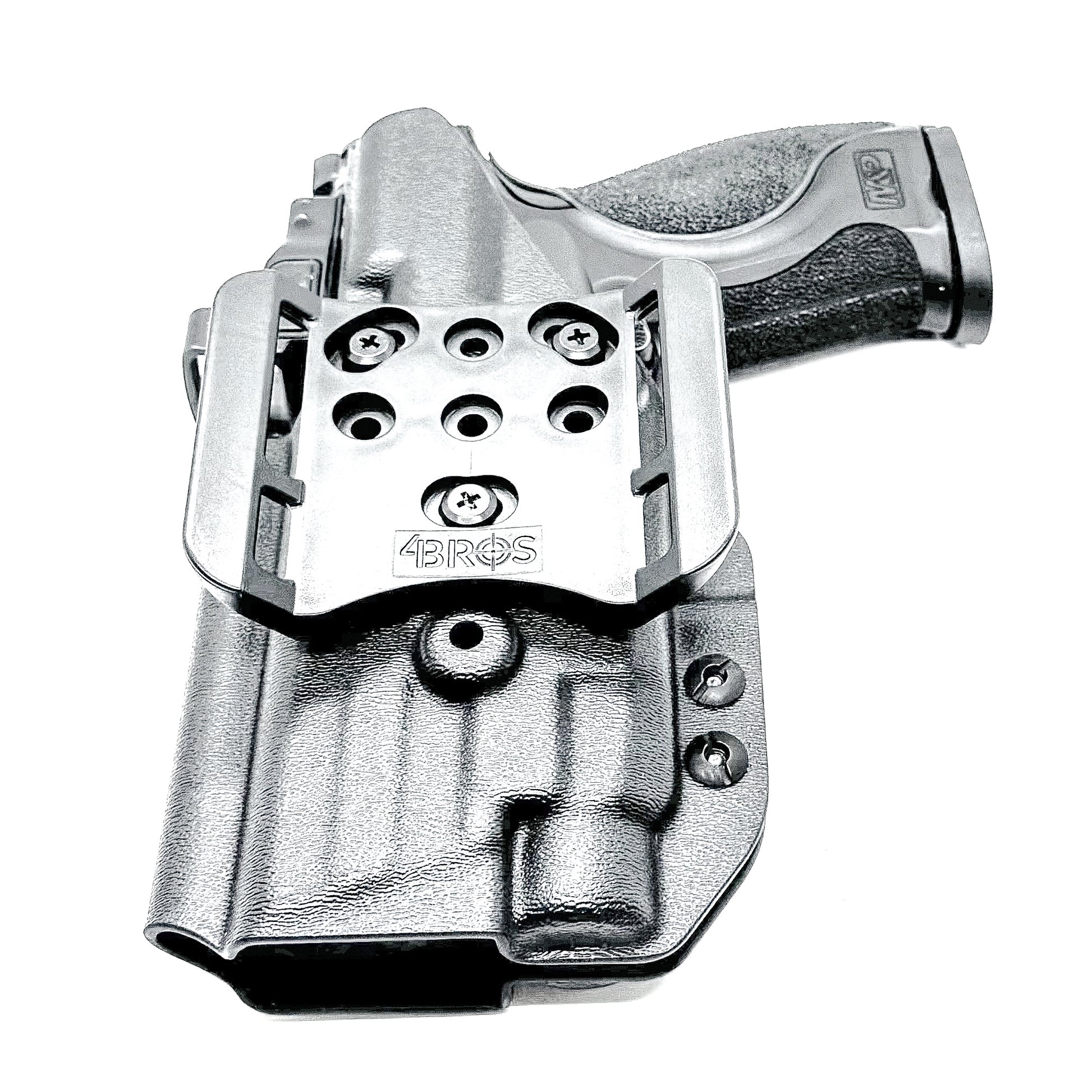 Outside Waistband Holster OWB for the Smith & Wesson M&P M2.0 4" Metal 9MM pistol & Streamlight TLR-7 A, X & TLR-7 HL-X in Black with 4BROS 1.5" Belt Slide.