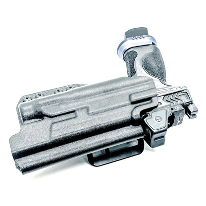 Black Outside Waistband OWB Holster for the Smith & Wesson SPEC Series M&P 9 Metal M2.0 & Streamlight TLR-1 HL with a Duty Drop Belt Attachment.