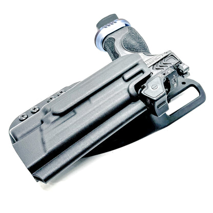 Black Duty & Competition Holster with a duty drop for the Smith & Wesson SPEC Series M&P 9 Metal M2.0 & X300U light.