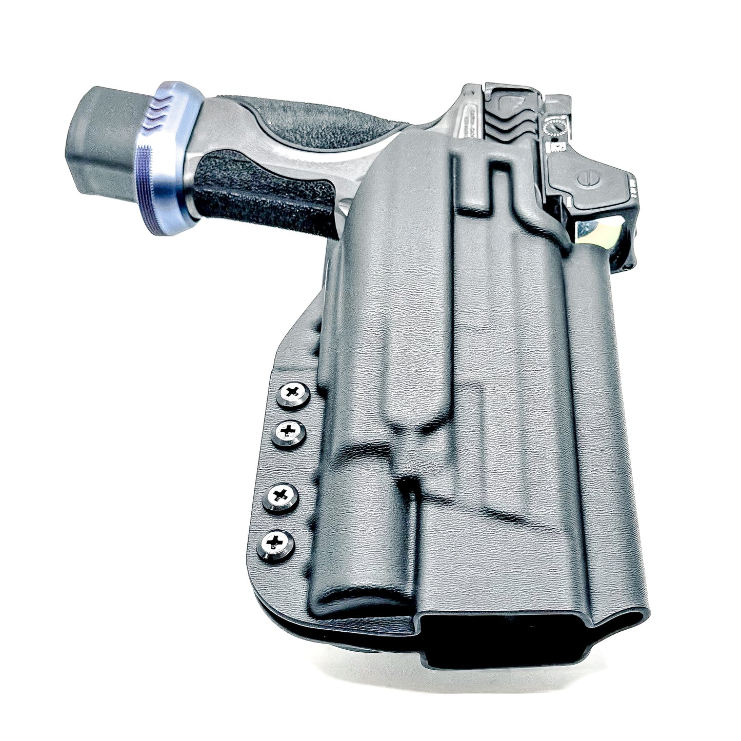 Black Duty & Competition Holster with a duty drop for the Smith & Wesson SPEC Series M&P 9 Metal M2.0 & X300U light.