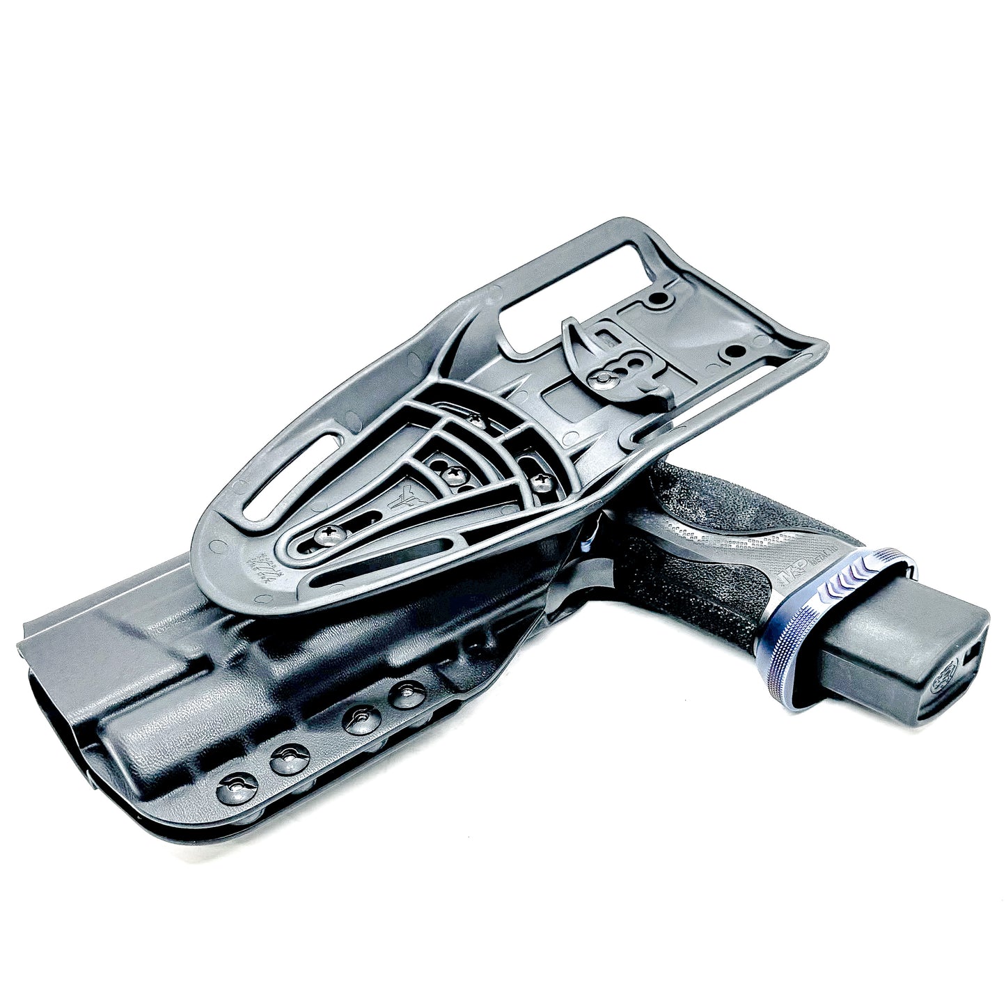 Black Duty & Competition Holster with a duty drop for the Smith & Wesson SPEC Series M&P 9 Metal M2.0 & X300U light.