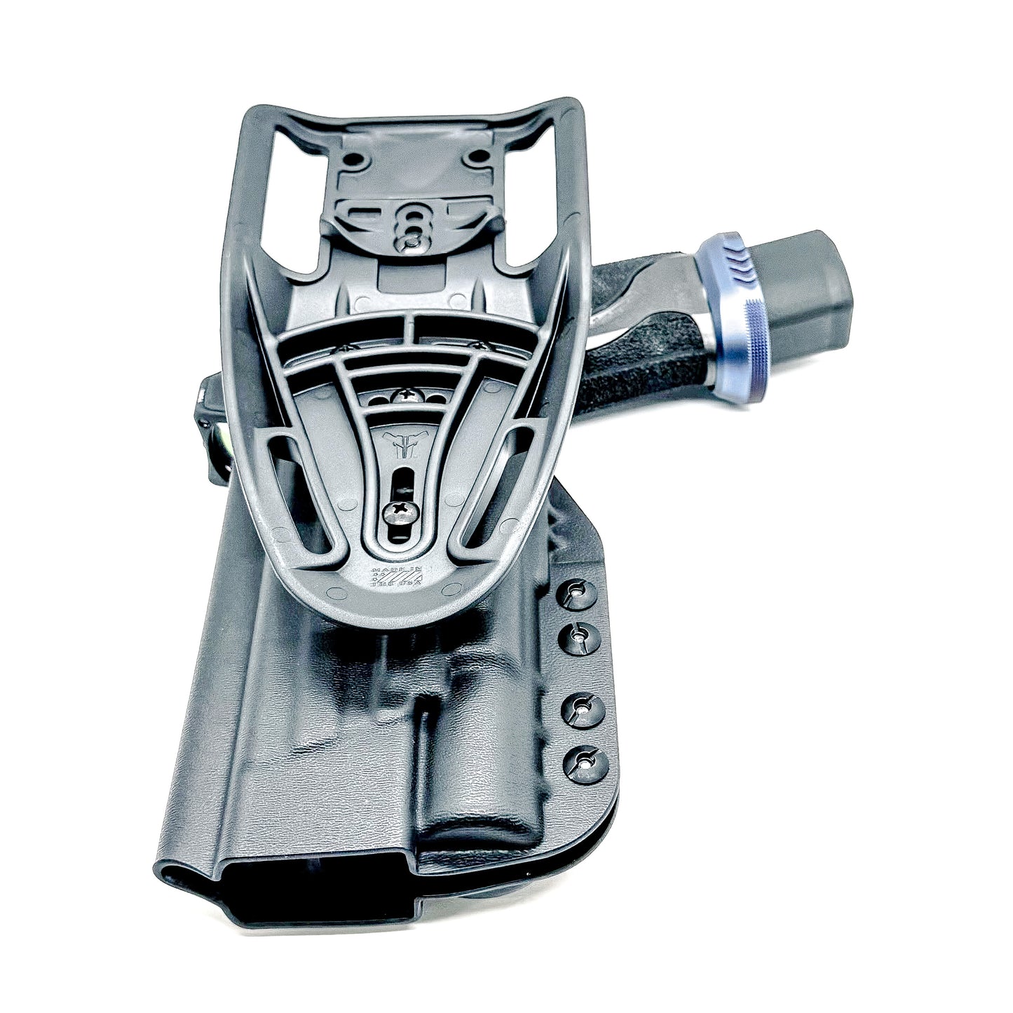 Black Duty & Competition Holster with a duty drop for the Smith & Wesson SPEC Series M&P 9 Metal M2.0 & X300U light.