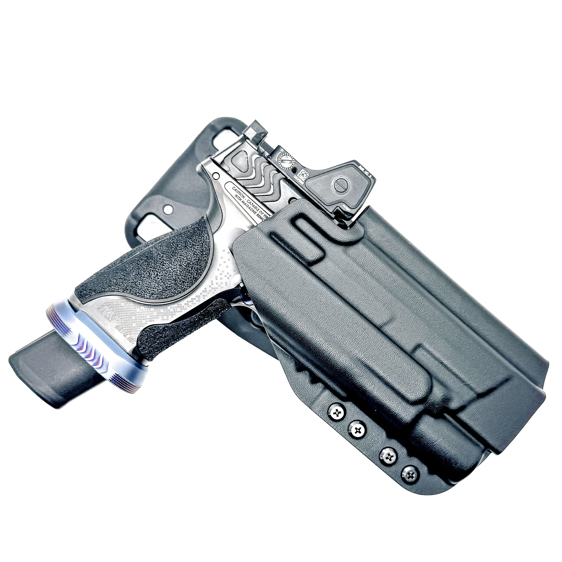 Black Duty & Competition Holster with a duty drop for the Smith & Wesson SPEC Series M&P 9 Metal M2.0 & X300U light.